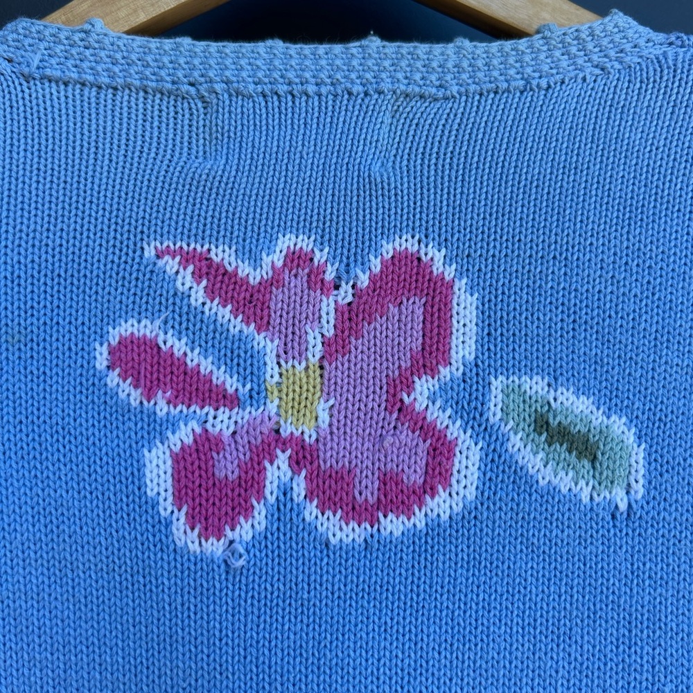Tabi International Blue Floral Cotton Embroidered Sweater - M - Picture 7 of 7